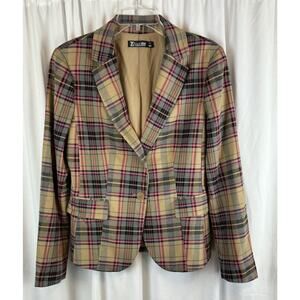 7th Avenue Design Studio New York & Co Plaid Blazer, Tan Multi, Sz: 10, 65-16